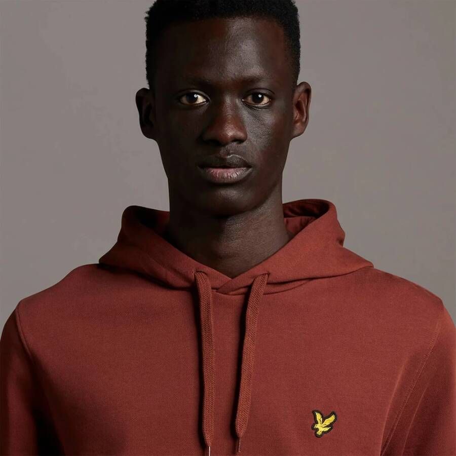 Lyle & Scott Rust-L Pullover Hoodie 100% Katoen Verstelbare Capuchon Bruin Heren