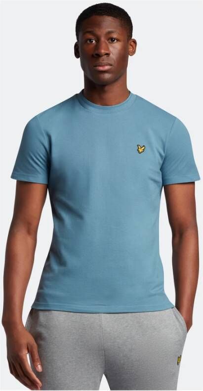Lyle & Scott T-Shirt- L&S Crest Tipped S S TEE Blauw Heren