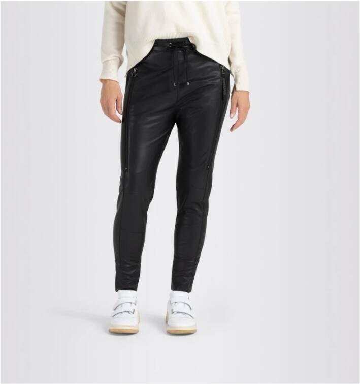 MAC Relaxed Fit Vegan Leren Broek Zwart Dames