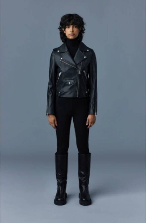 Mackage Zwarte leren bikerjas Maat L Zwart Dames