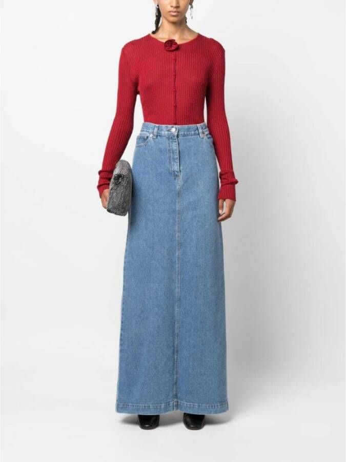 Magda Butrym Denim Maxi Rok Blue Dames