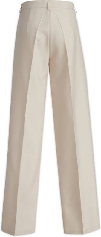 Magda Butrym Stijlvolle Leren Broek Beige Dames