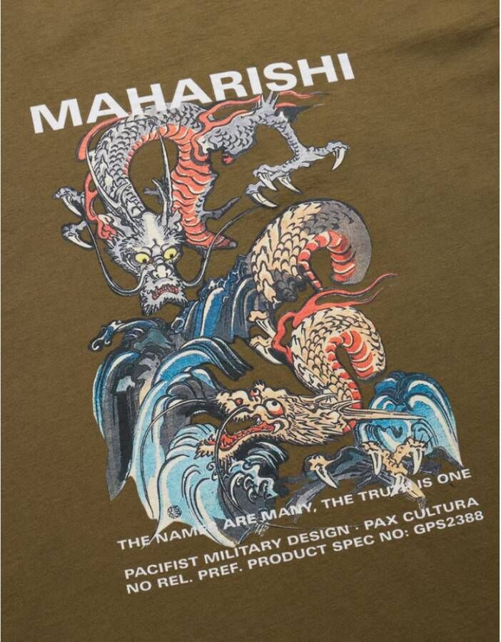Maharishi Organisch T-shirt met Dubbele Draken Green Heren