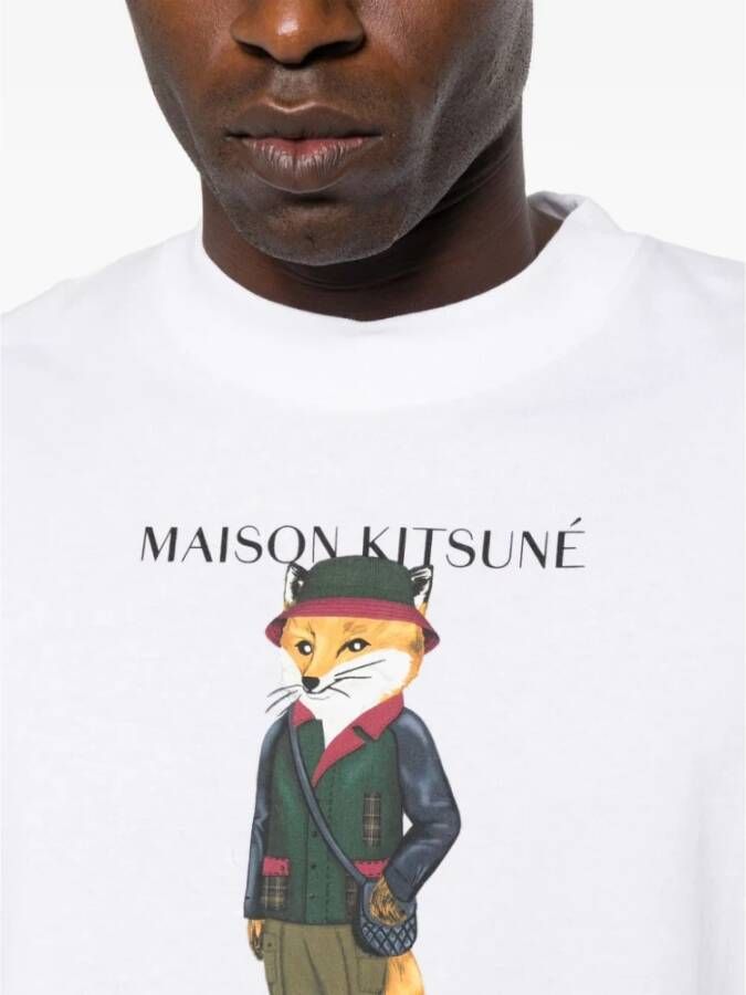 Maison Kitsuné Barbour Beaufort Fox Grafische T-shirt White Heren