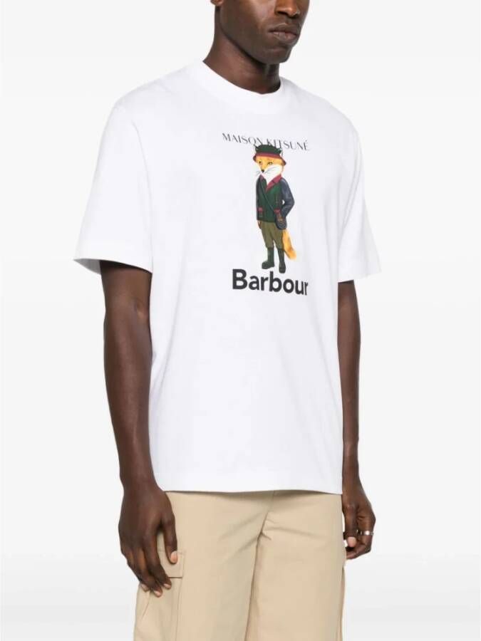 Maison Kitsuné Barbour Beaufort Fox Grafische T-shirt White Heren