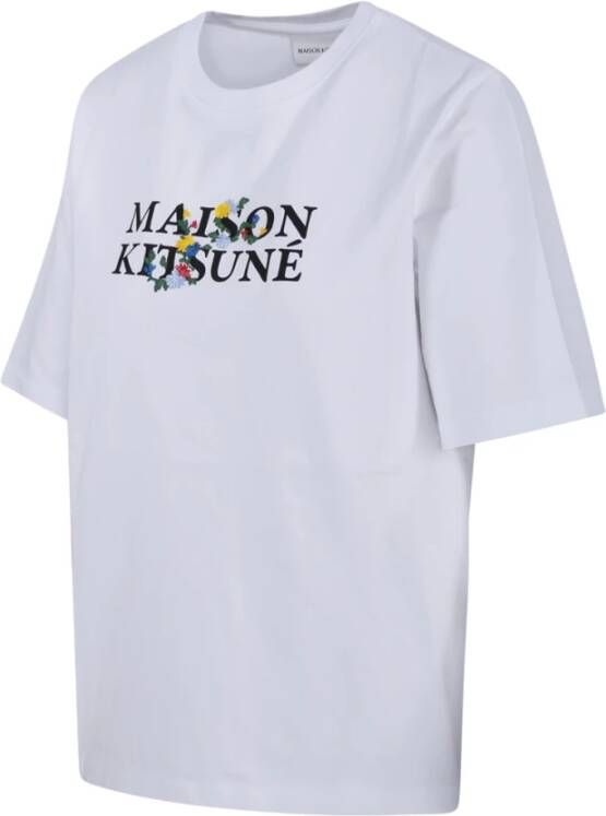 Maison Kitsuné Bloemen Comfort T-shirt Wit Dames
