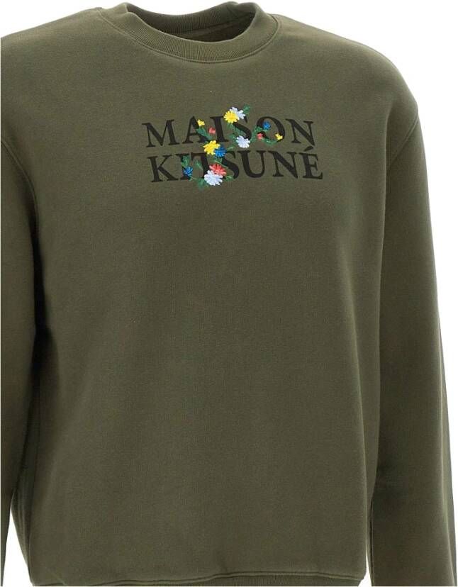 Maison Kitsuné Groene Katoenen Herentrui Groen Heren