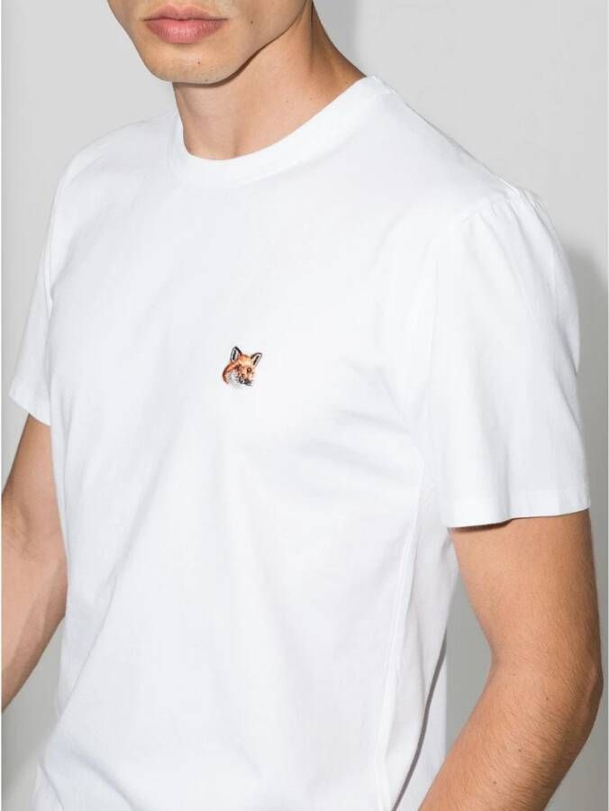 Maison Kitsuné Klassieke Fox Head Patch T-shirts en Polos Wit Heren
