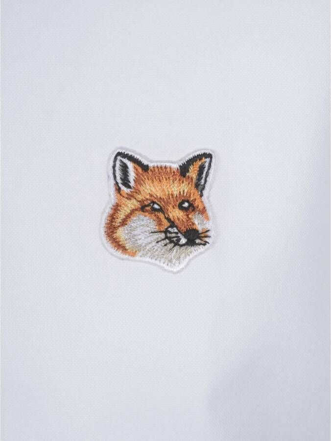 Maison Kitsuné Klassieke Witte Button Down Shirt met Institutionele Fox H White Heren