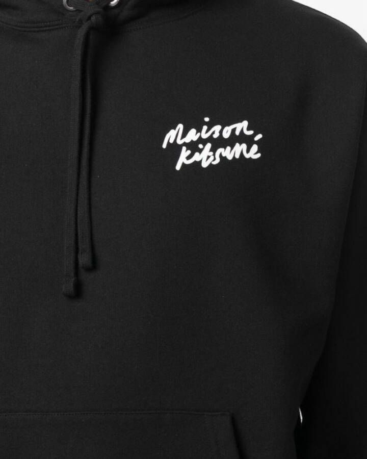 Maison Kitsuné Mini handschrift ontspannen hoodie Zwart Heren