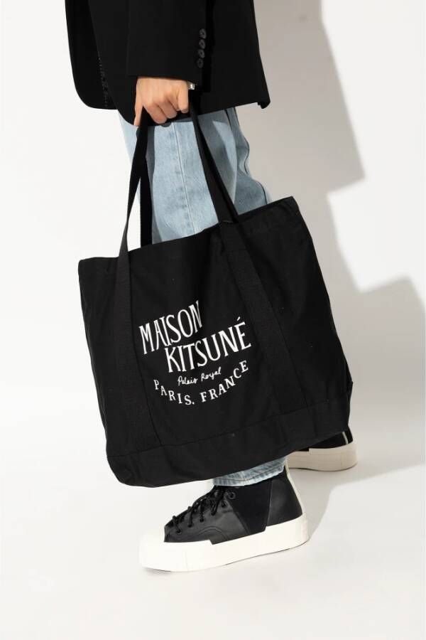 Maison Kitsuné Shopper tas met logo Zwart Unisex