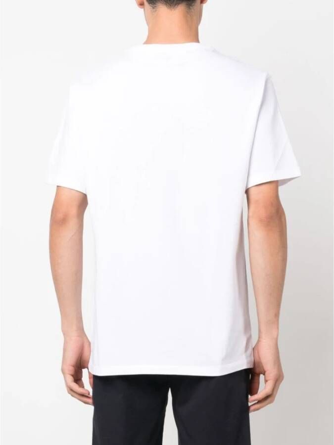 Maison Kitsuné Witte Katoenen T-shirt met Contrasterend Logo Wit Heren