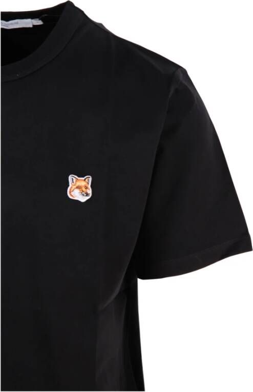 Maison Kitsuné Zwart Fox Head Patch T-Shirt Black Heren