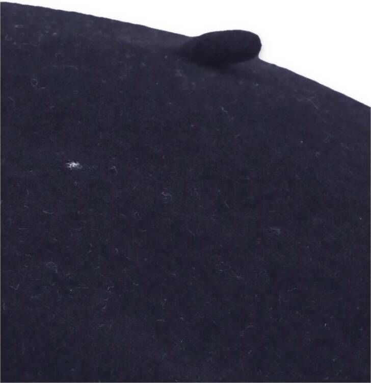 Maison Margiela Navy blauwe wollen baret met geborduurd logo Blauw Dames - Foto 4