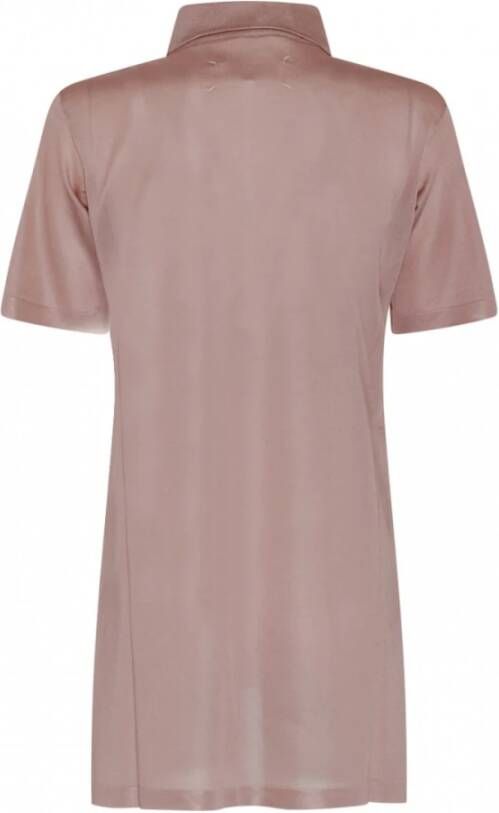 Maison Margiela Rose Pink Half Zip Polo Top Pink Dames