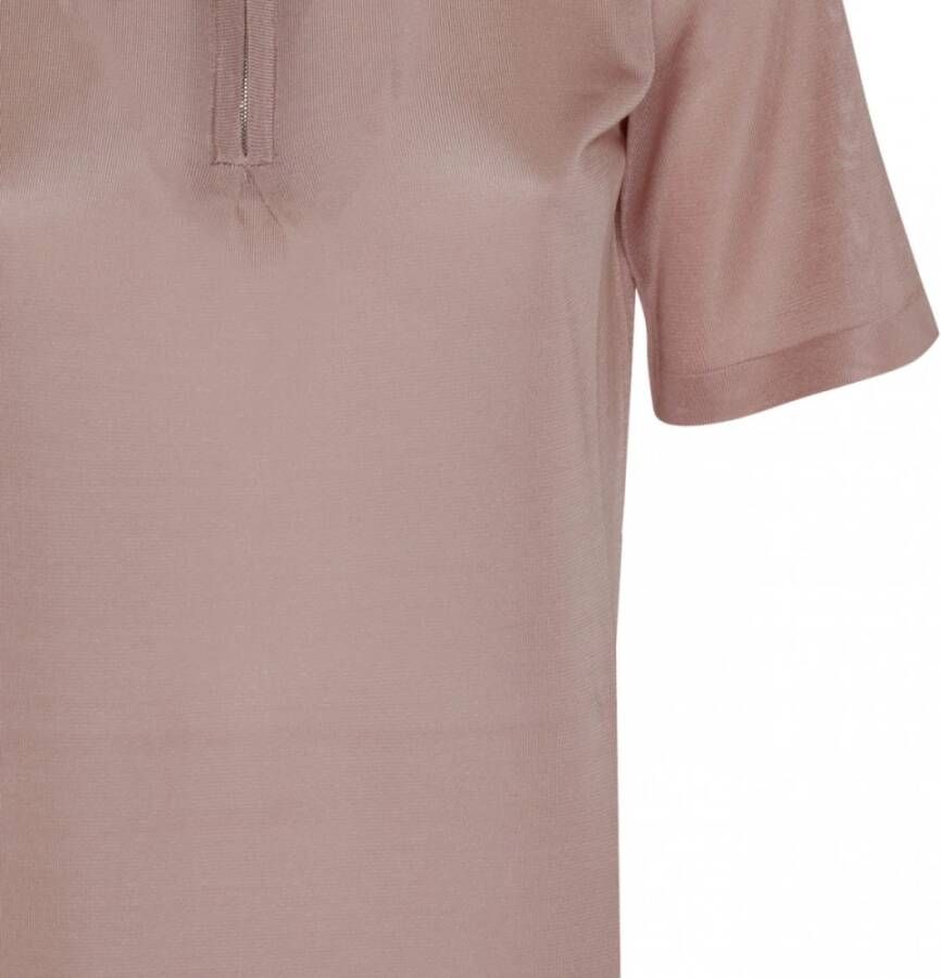 Maison Margiela Rose Pink Half Zip Polo Top Pink Dames