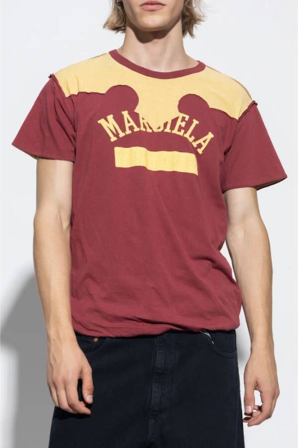 Maison Margiela Ruw afgeknipt T-shirt Red Heren