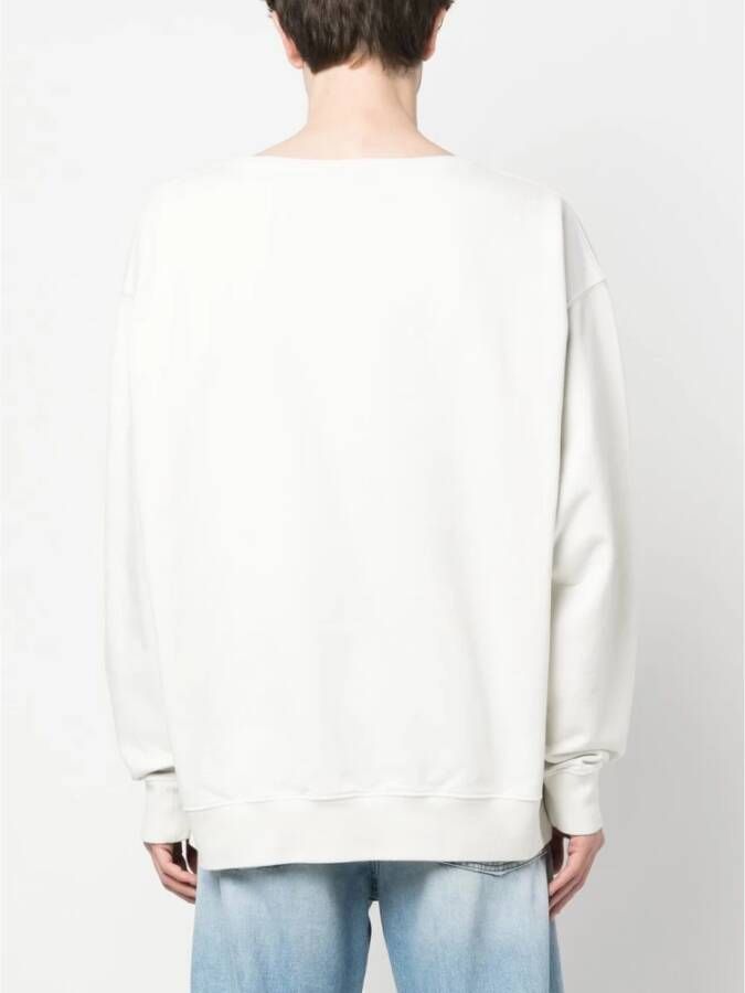 Maison Margiela Premium Katoenen Sweatshirt met Geborduurd Logo Wit Heren