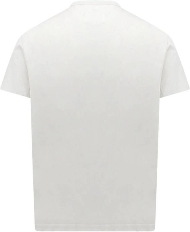 Maison Margiela Katoenen T-Shirt met Geborduurd Logo Beige Heren
