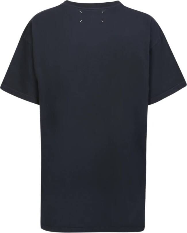 Maison Margiela Iconisch Four Stitches Zwart Katoenen T-Shirt Zwart Dames