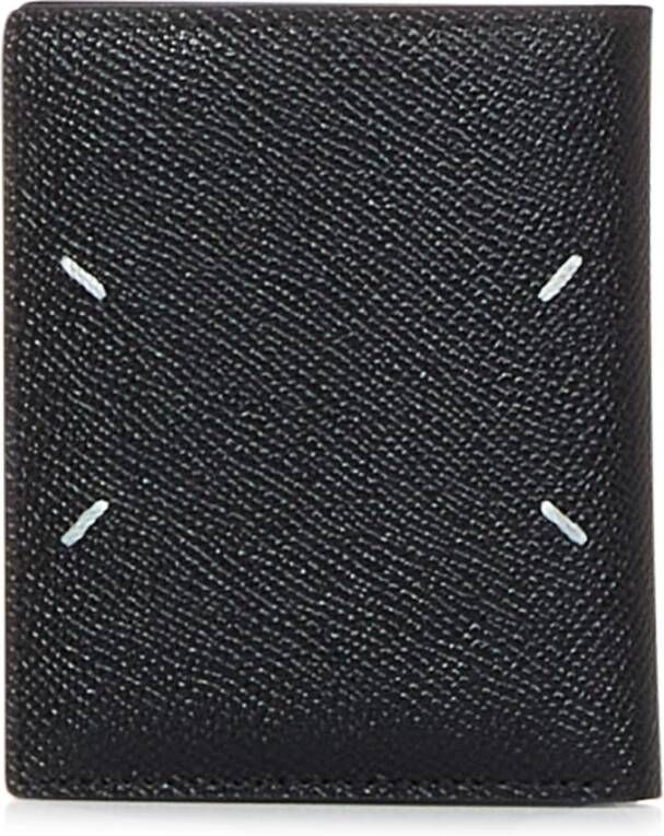 Maison Margiela Luxe Zwarte Portemonnee met Vier Stiksels Detail Zwart Heren