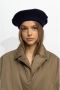 Maison Margiela Navy blauwe wollen baret met geborduurd logo Blauw Dames - Thumbnail 2