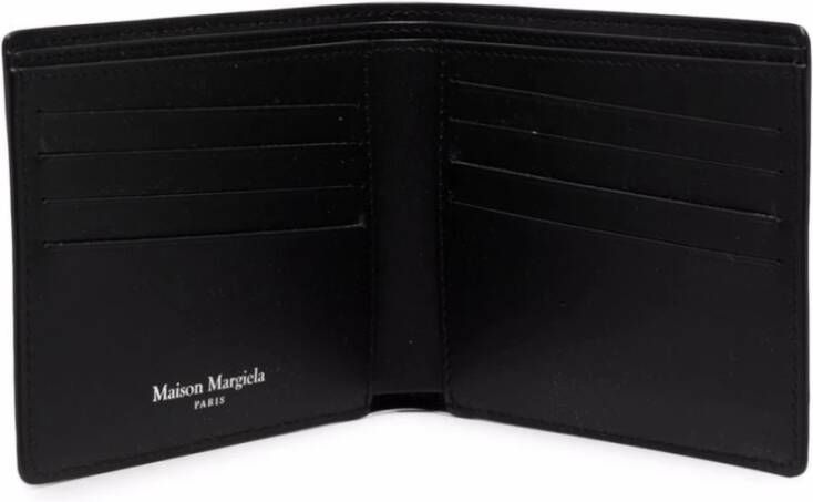 Maison Margiela Zwarte Leren Grained Bi-Fold Portemonnee Zwart Heren