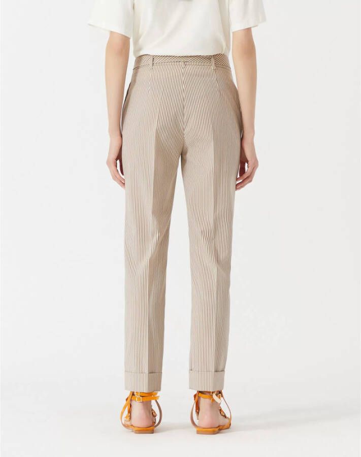 Manila Grace Chino -broek met riemkunst. P086Pi Beige Dames