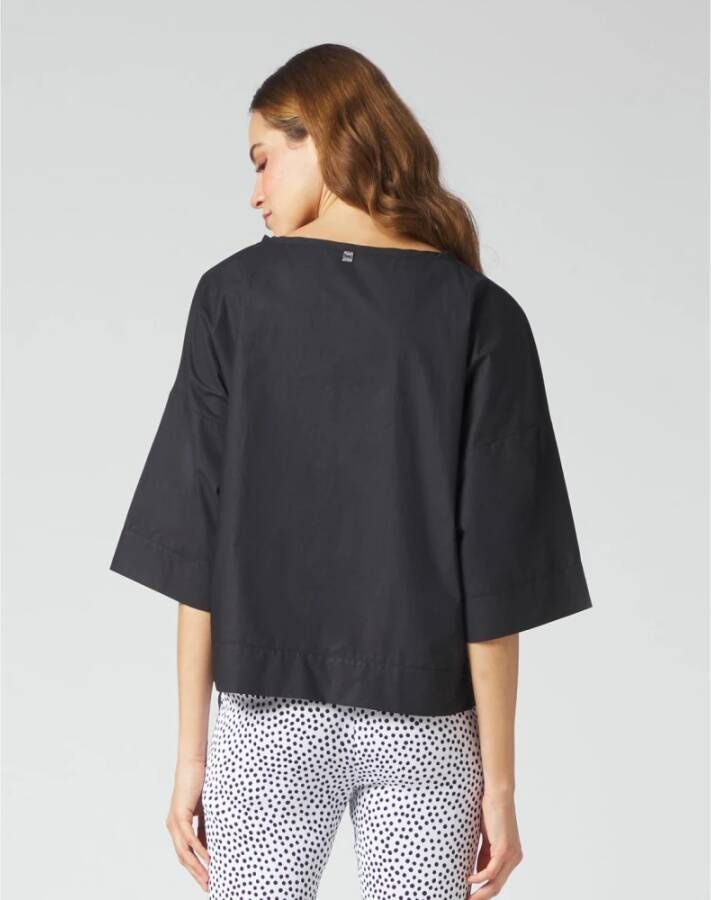 Manila Grace Geborduurde Blouse Black Dames