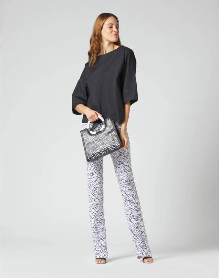 Manila Grace Geborduurde Blouse Black Dames