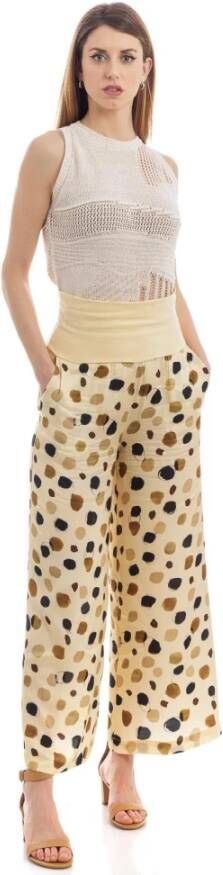 Manila Grace Leather Trousers Beige Dames