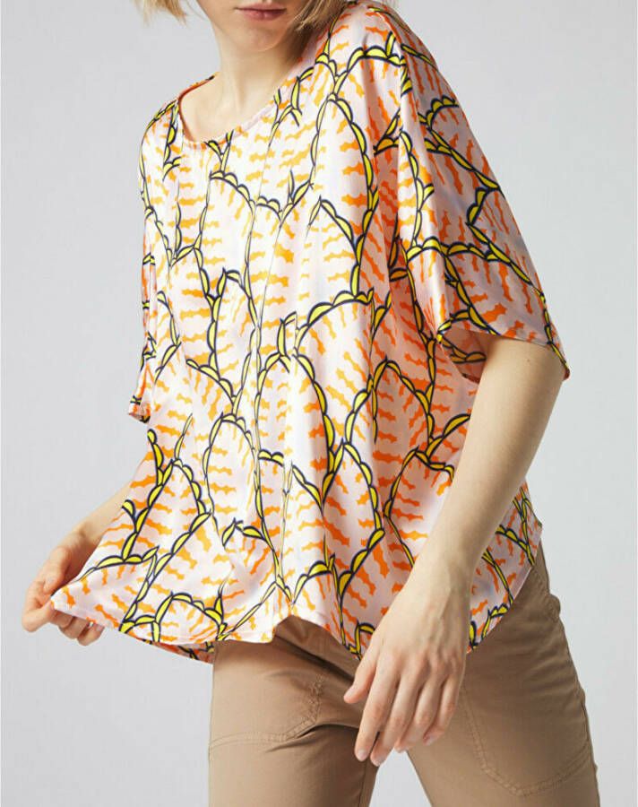 Manila Grace Gedrukte doos blouse art. C247Ss Roze Dames