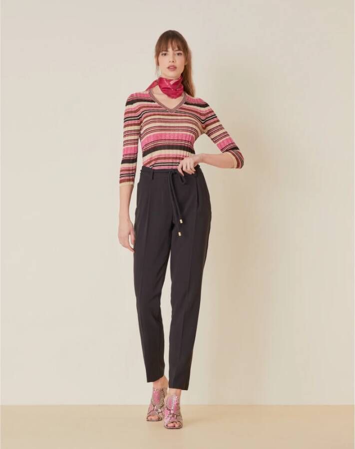 Manila Grace Slim-fit Trousers Zwart Dames