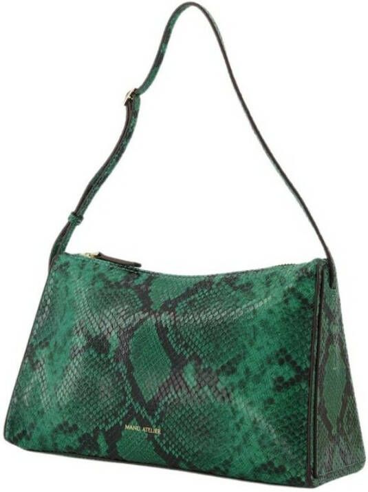 Manu Atelier Prism Bag in Green Snake-Embossed Leather Groen Dames