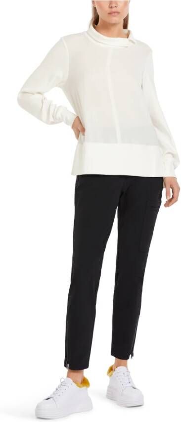 Marc Cain Flowy Blouse Shirt met Zijkanten Splitten Wit Dames