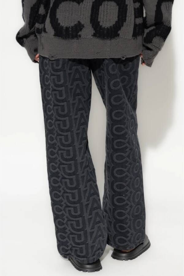 Marc Jacobs Monogram Denim Pant with Jacquard Logo Gray Dames