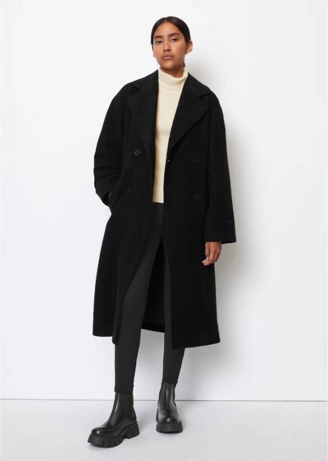 Marc O'Polo Dubbelrijige jas in oversized model Zwart Dames