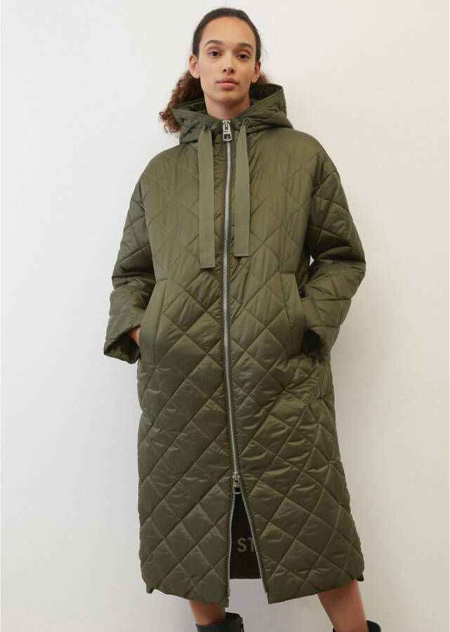 Marc O'Polo Loose hooded quilted coat Groen Dames