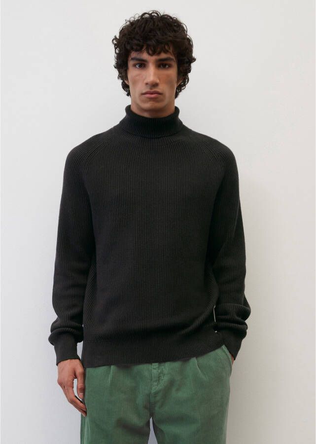 Marc O'Polo Rib knit polo neck jumper in a regular fit Zwart Heren