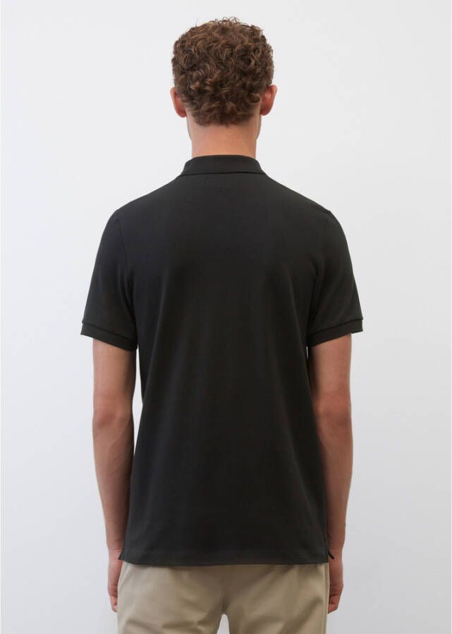 Marc O'Polo Short sleeve polo shirt in piqué fabric Zwart Heren