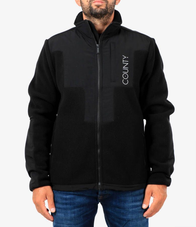 Marcelo Burlon Zwarte Fleece Jas met County Logo Zwart Heren