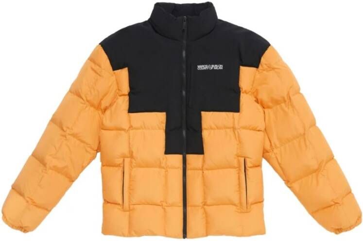 Marcelo Burlon Oranje Logo Cross Block Puffer Jas Orange Heren