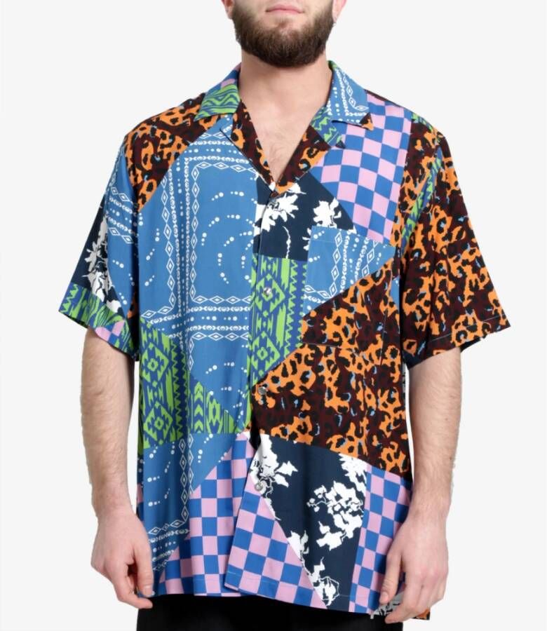 Marcelo Burlon Korte mouwen overhemd met Hawaïaanse print Blauw Heren