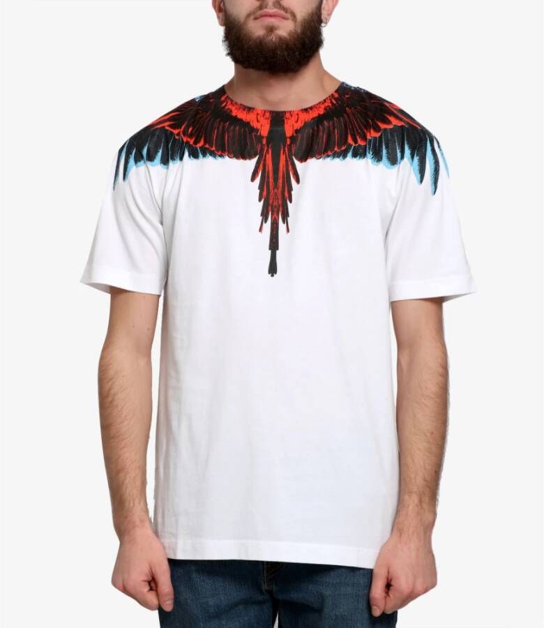 Marcelo Burlon Tops met multicolor vleugelprint Wit Heren