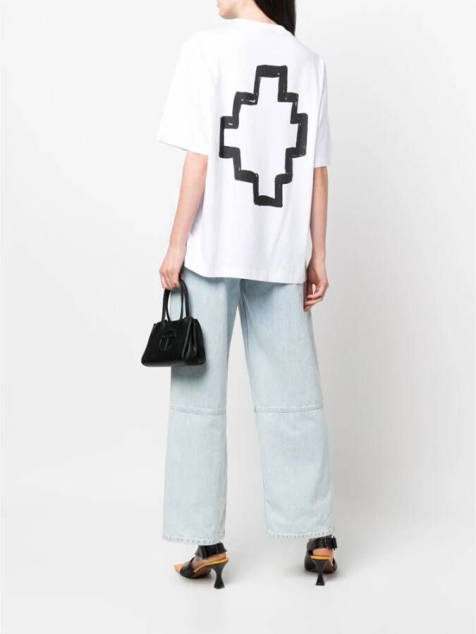 Marcelo Burlon Wit Zwart Tempera Cross Over T-Shirt Wit Heren