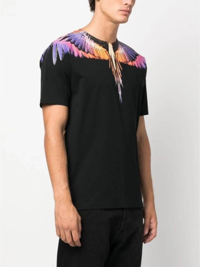 Marcelo Burlon Zwart Roze Icon Wings T-Shirt Zwart Heren