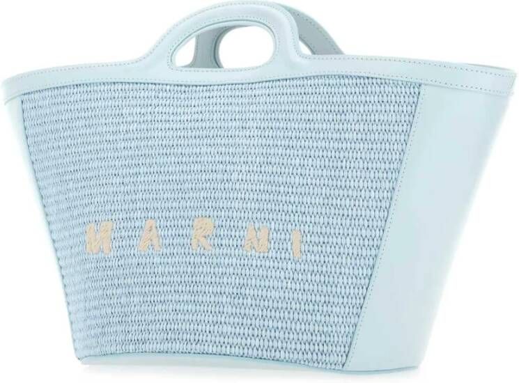 Marni Pastelblauwe leren en raffia Tropicalia zomerhandtas Blauw Dames