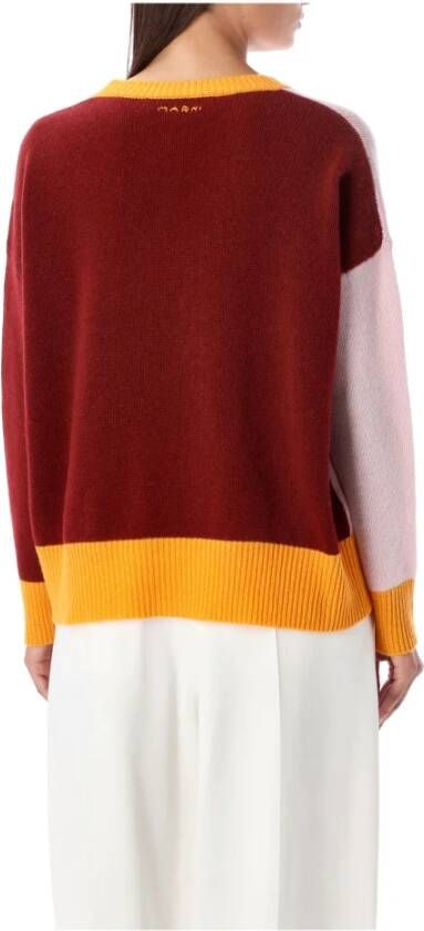 Marni Colorblock Crewneck Sweater Aw23 Roze Dames