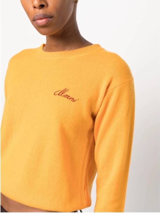 Marni Crew Neck Gebreide Trui Orange Dames