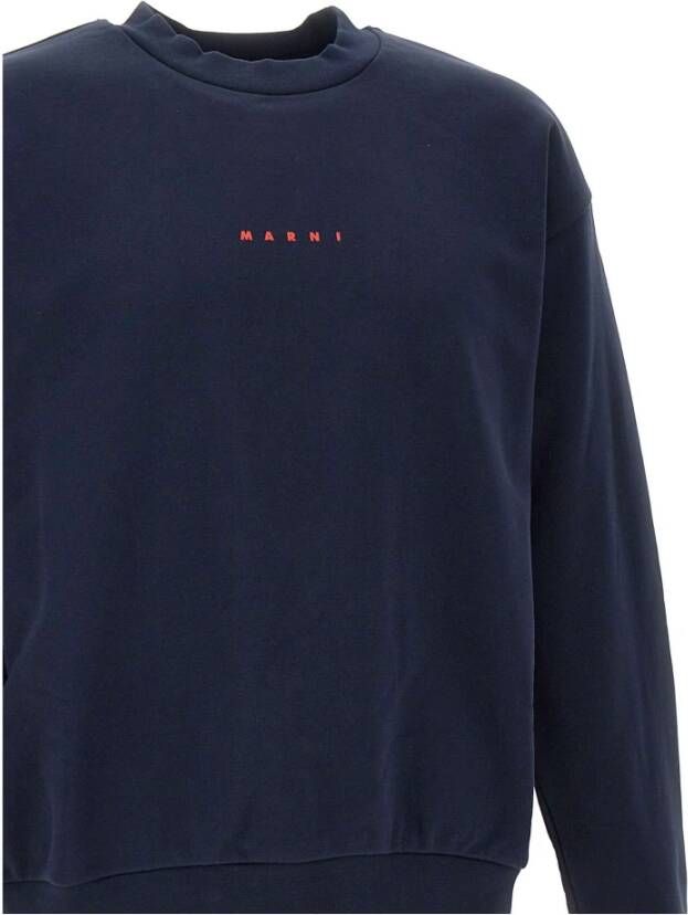 Marni Heren Organic Katoenen Sweatshirt Donkerblauw Blauw Heren